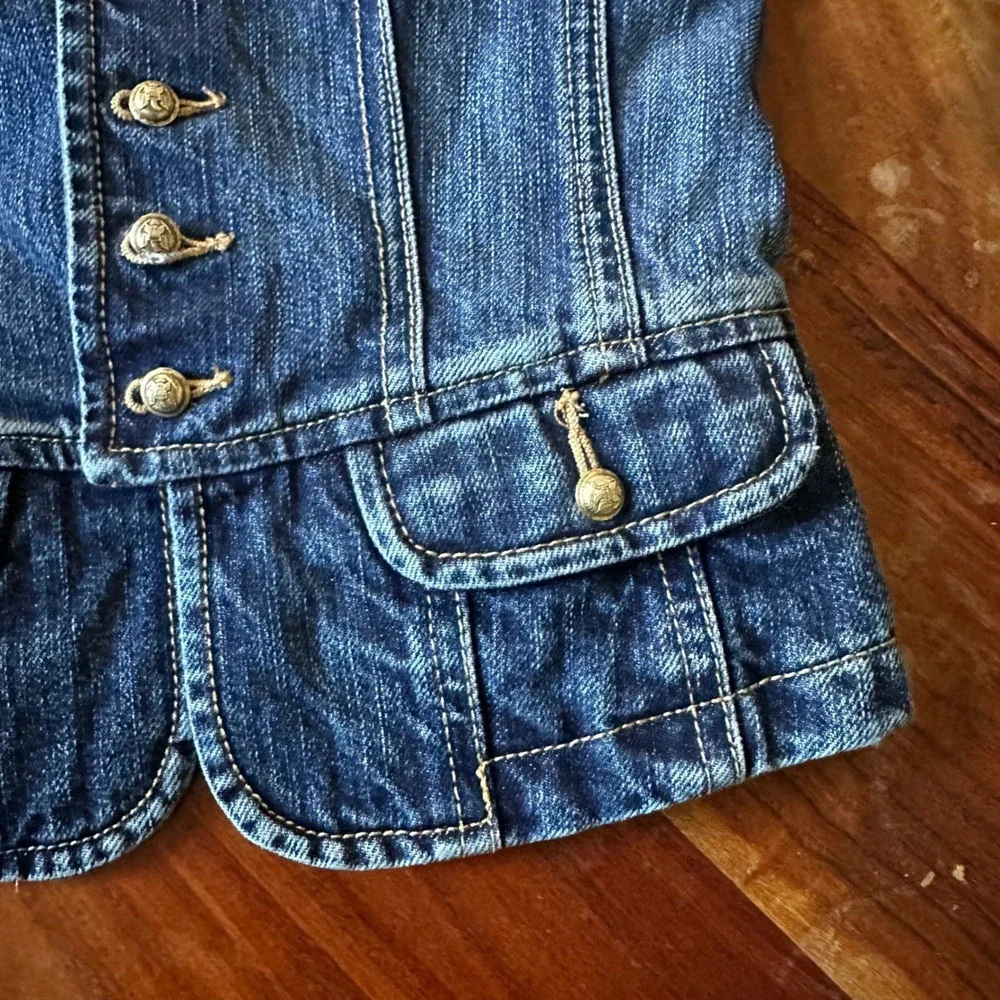 Ralph Lauren Kids Denim Military‎ Jacket Blazer Size 6 Gold Buttons Preppy